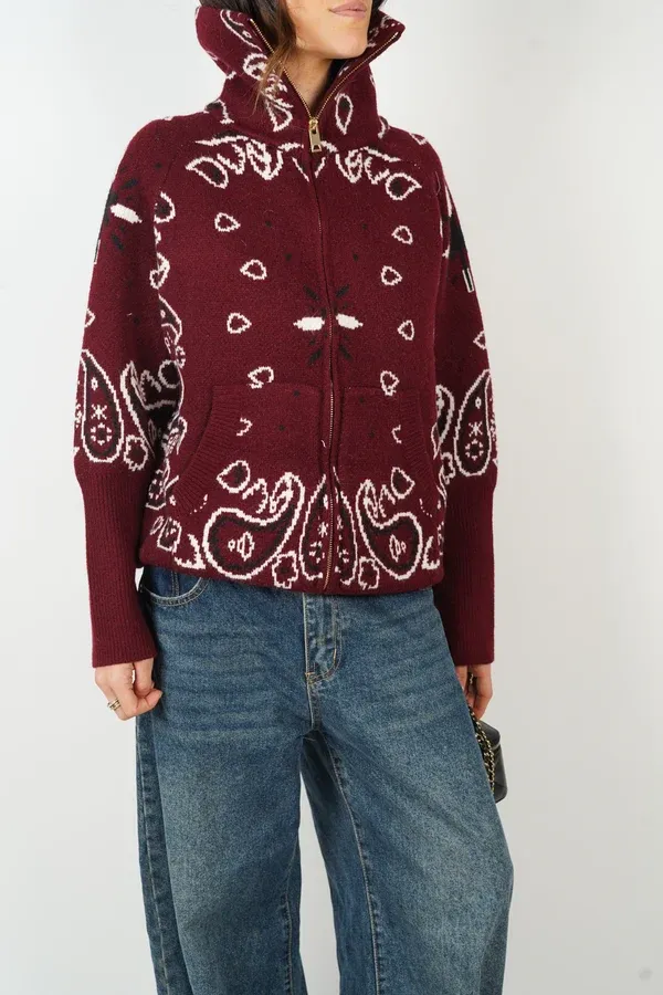 Carla Bandana Zip-Up Sweater