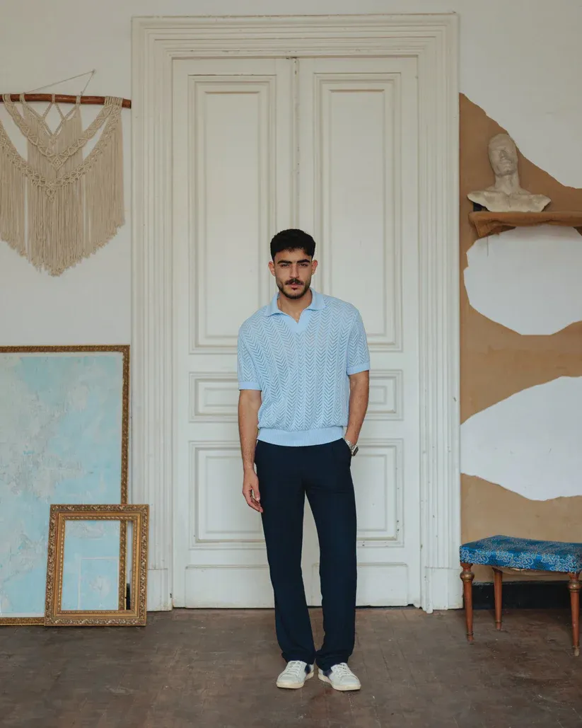 Knit polo shirt