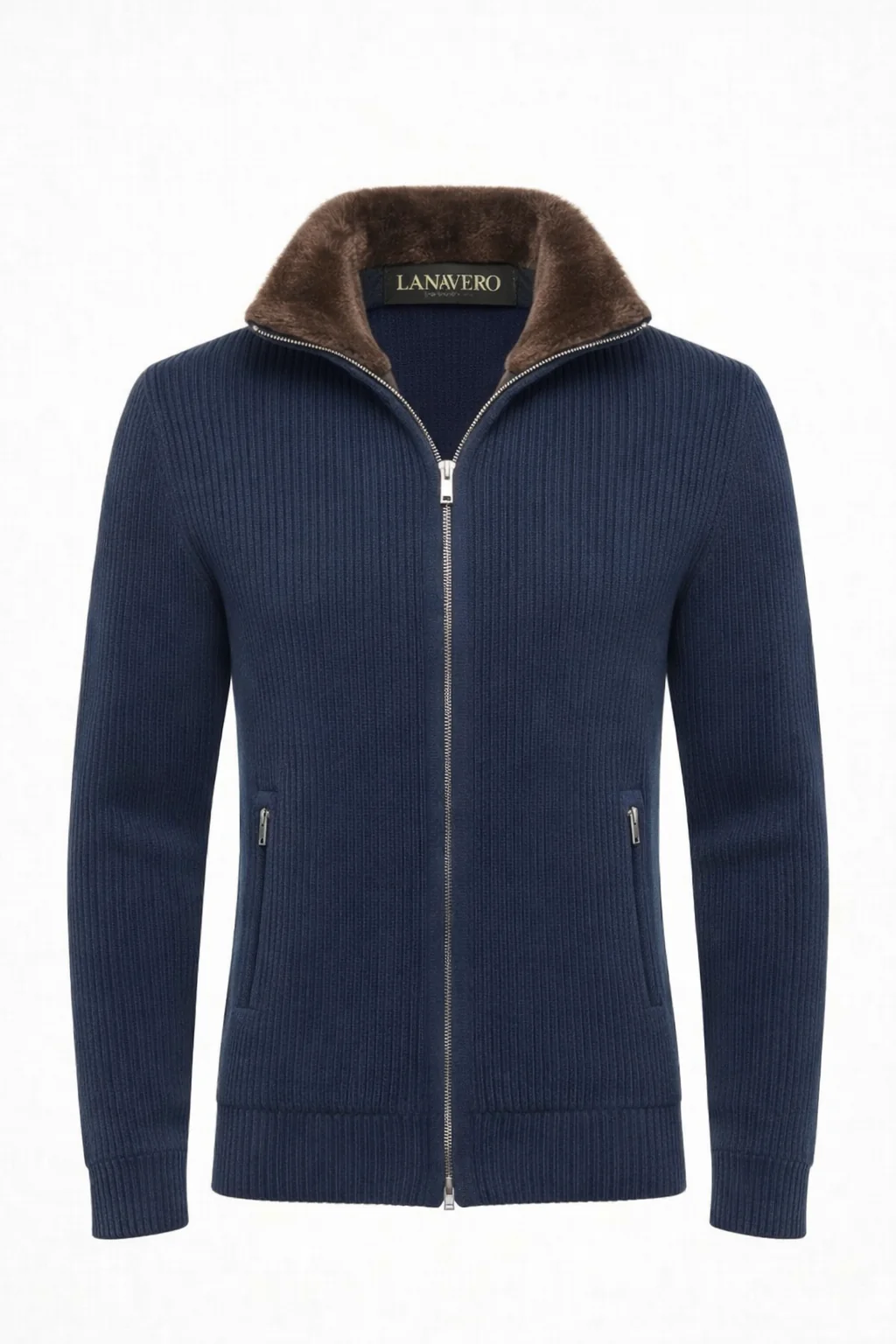 cashmere wool blend cardigan with adjustable fur