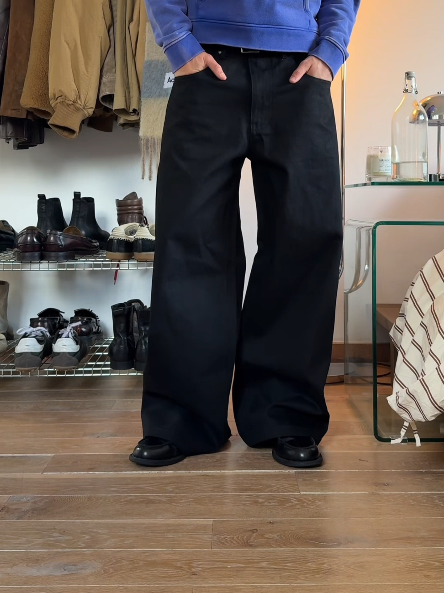 ULTRA WIDE BLACK DENIM JEANS