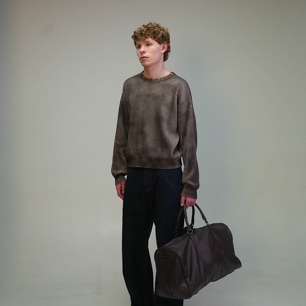 Taupe Washed Knitted Sweater