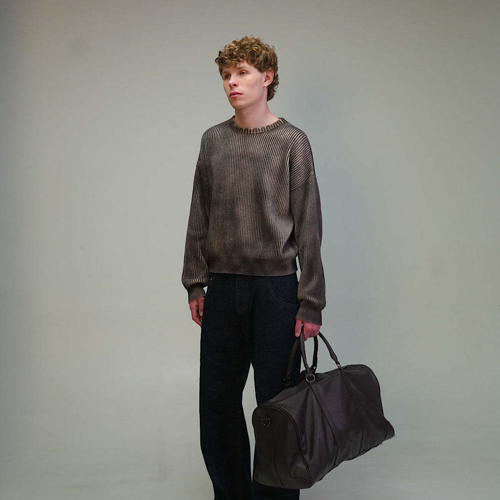 Taupe Washed Knitted Sweater