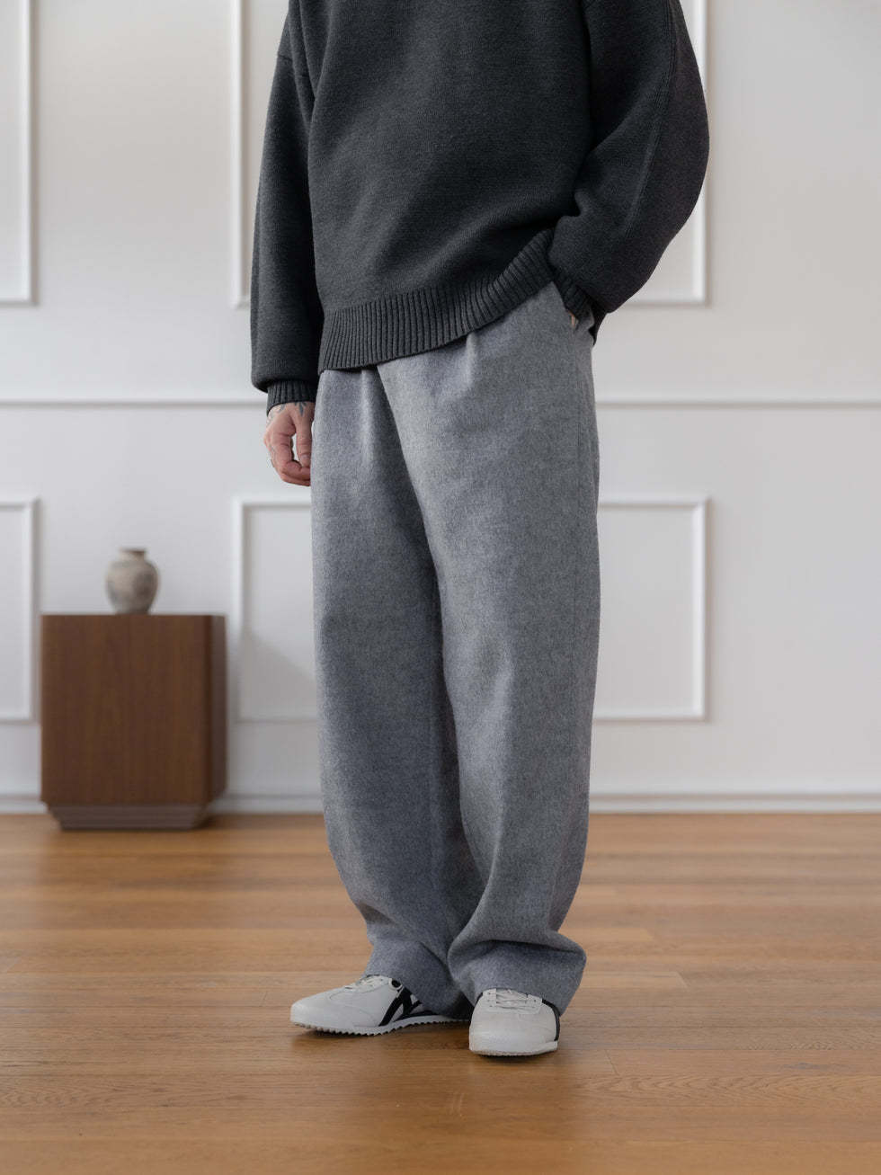 Wool-Cashmere Pleated Trousers