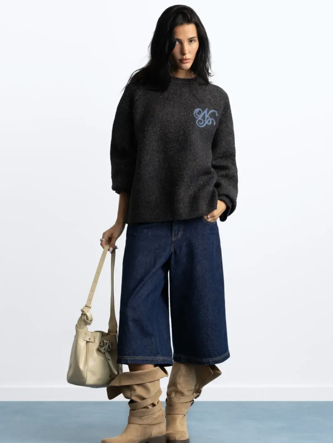 MELANGE BOXY KNIT SWEATER