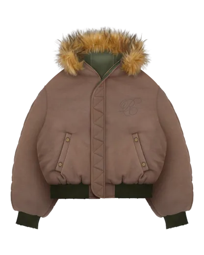 Reaven Black Fur Bomber Jacket