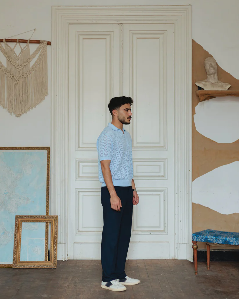 Knit polo shirt