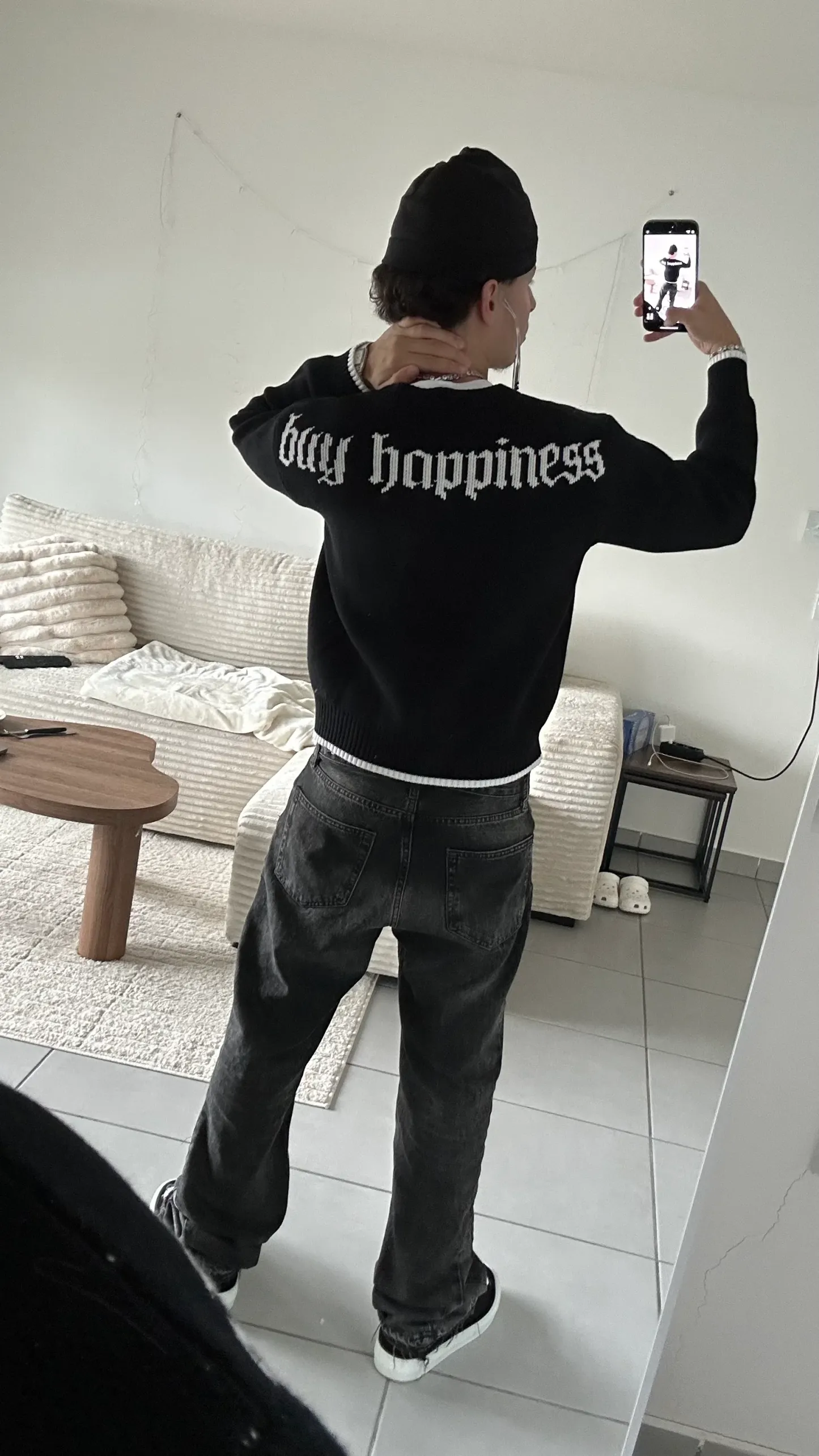 “BUY HAPPINESS” KNIT