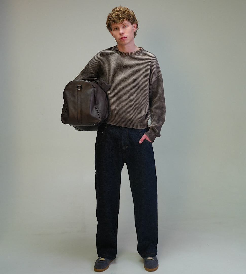 Taupe Washed Knitted Sweater