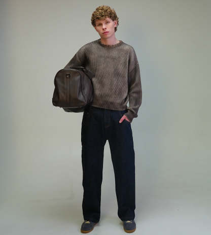 Taupe Washed Knitted Sweater