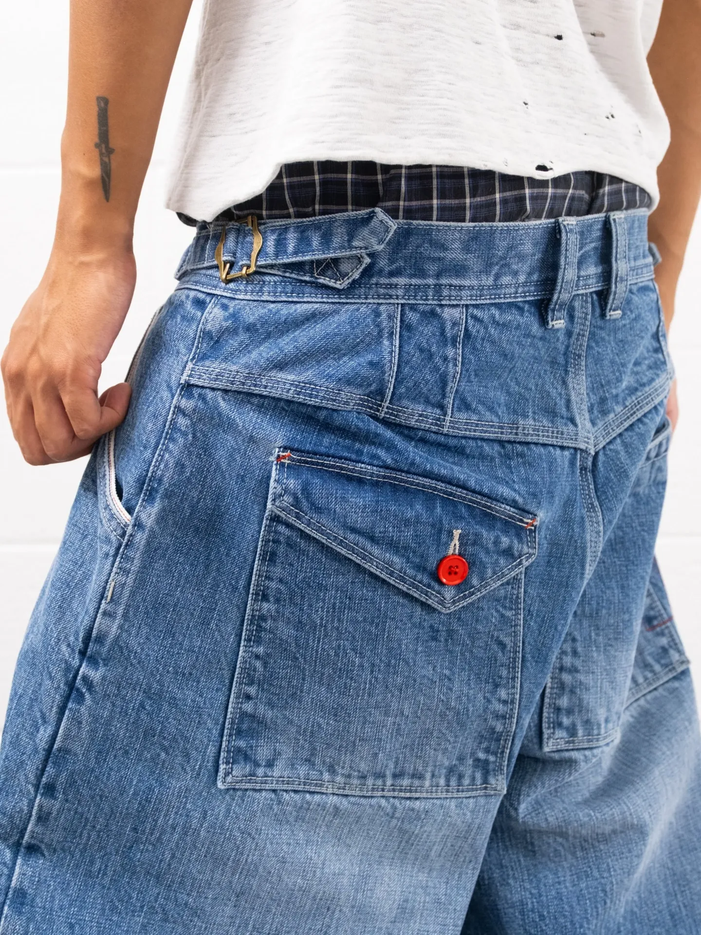 PLEATED BALLOON DENIM