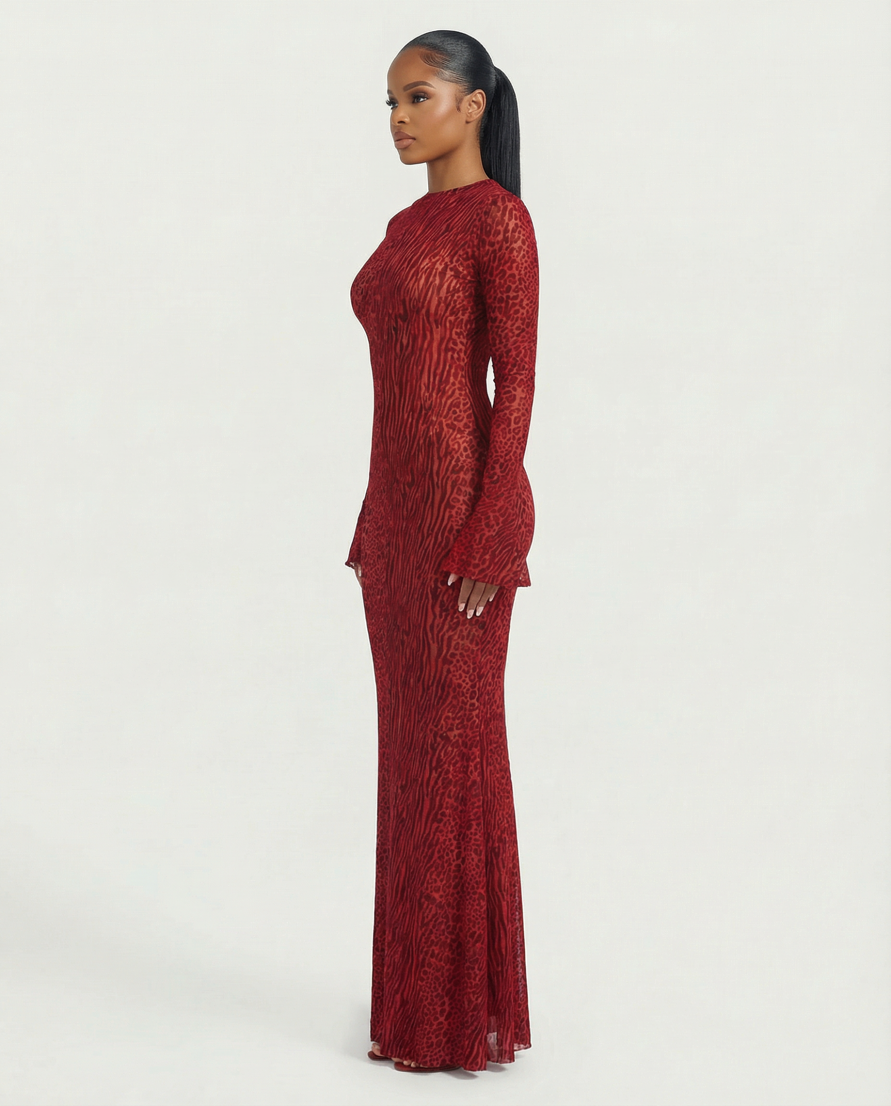 ASHLEY Mesh Open Back Maxi Dress