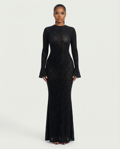 ASHLEY Mesh Open Back Maxi Dress