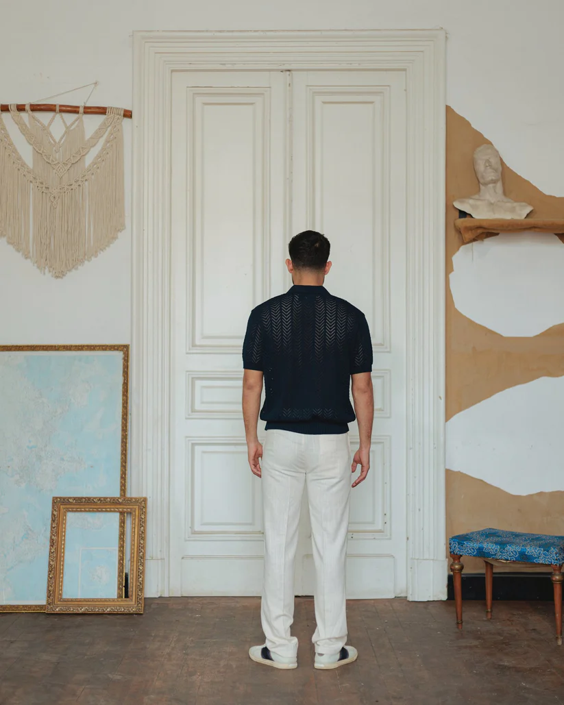 Knit polo shirt