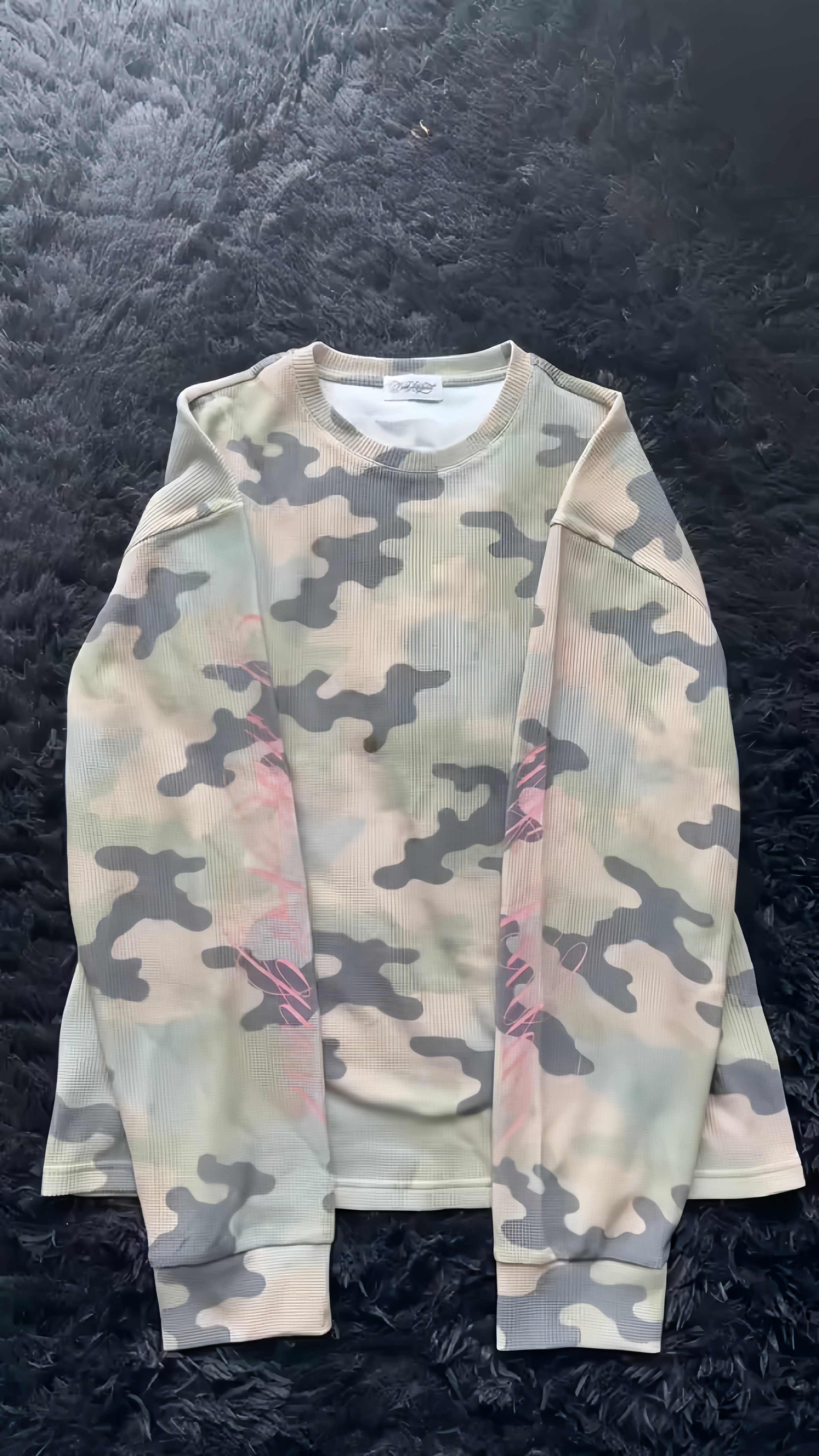  Camo Waffle-Knit Long-Sleeve