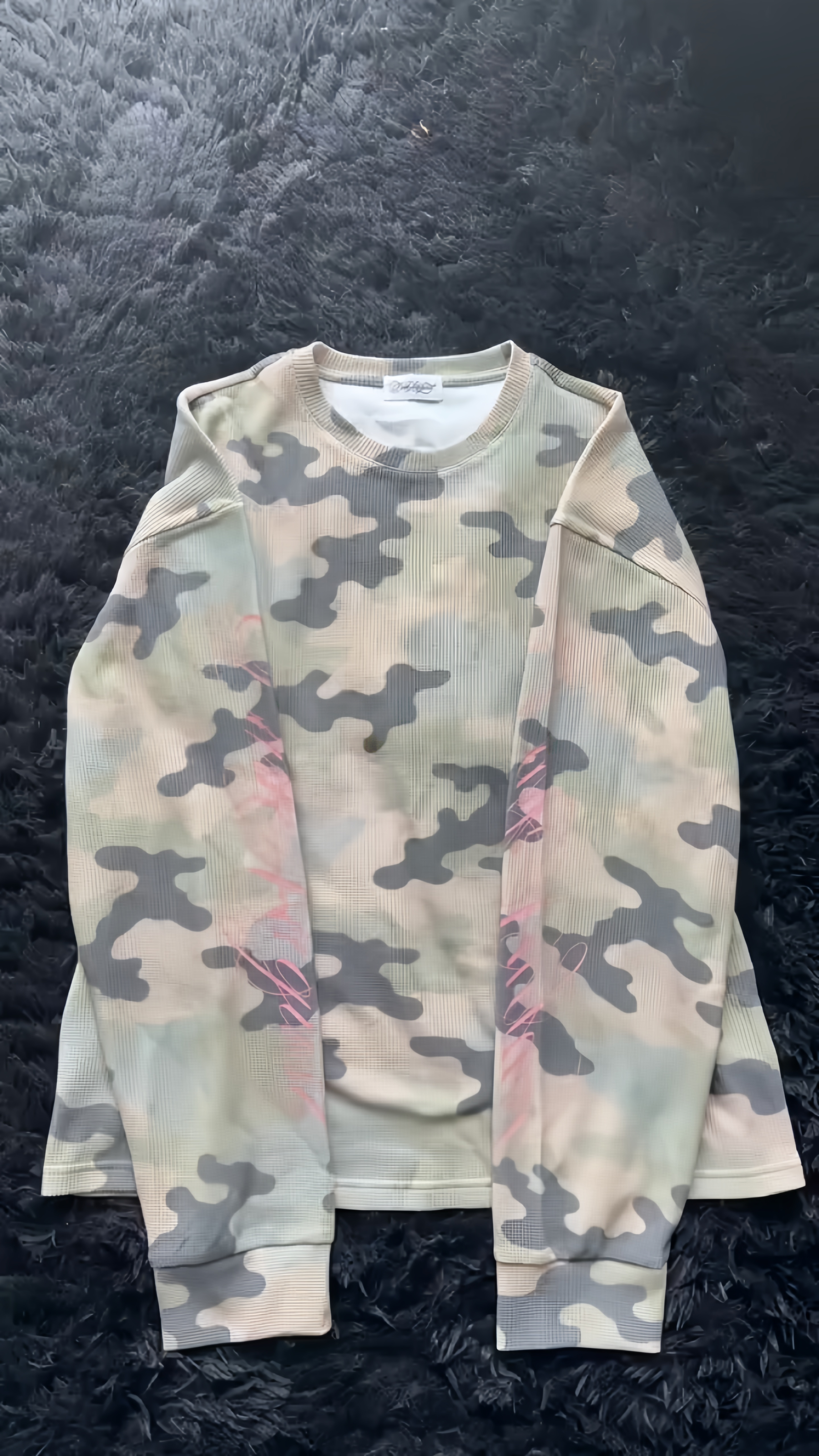 Camo Waffle-Knit Long-Sleeve