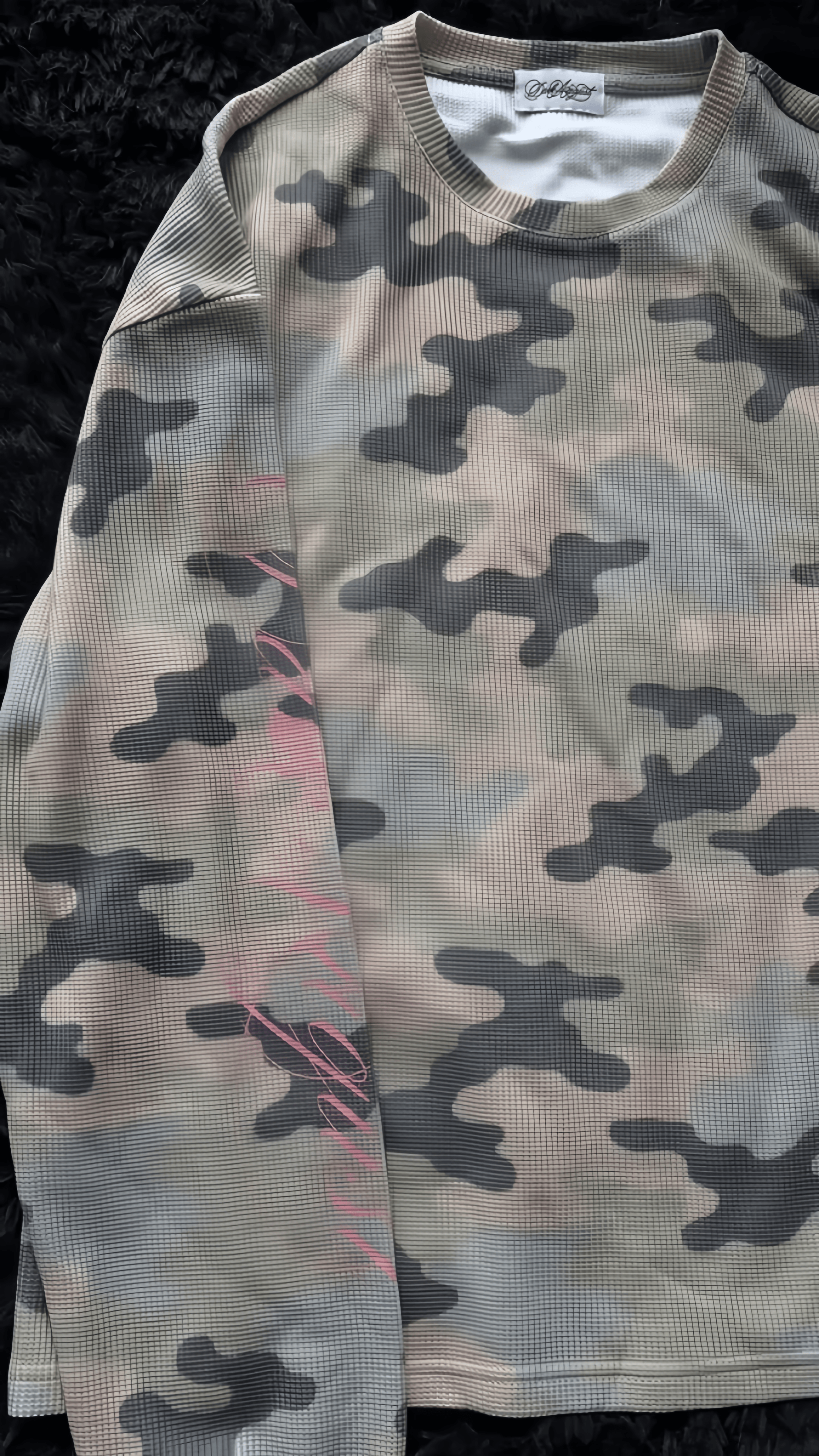  Camo Waffle-Knit Long-Sleeve