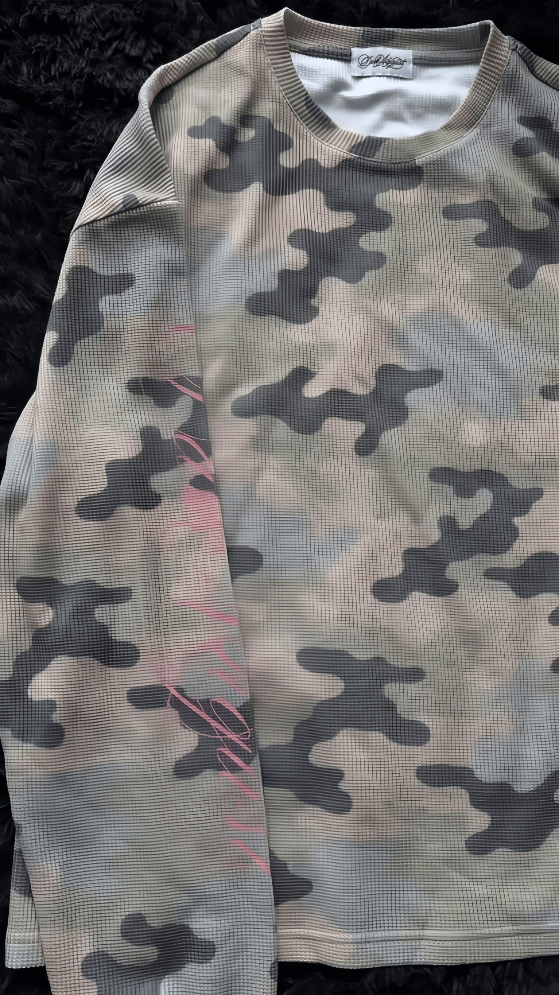  Camo Waffle-Knit Long-Sleeve