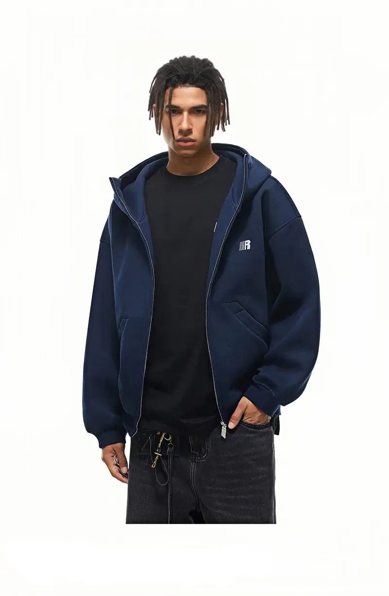 HIGH NECK ZIP UP HOODIE