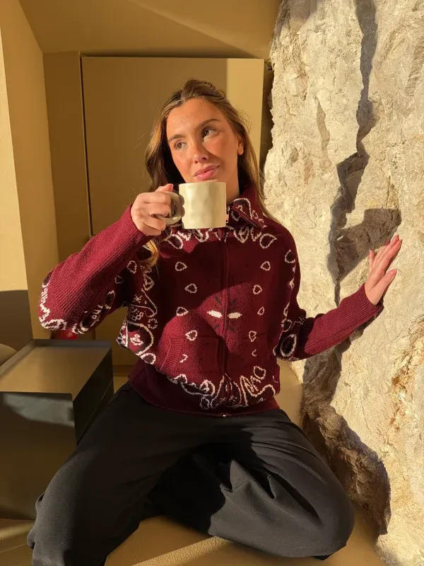 Carla Bandana Zip-Up Sweater