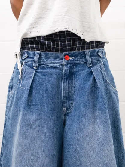 PLEATED BALLOON DENIM