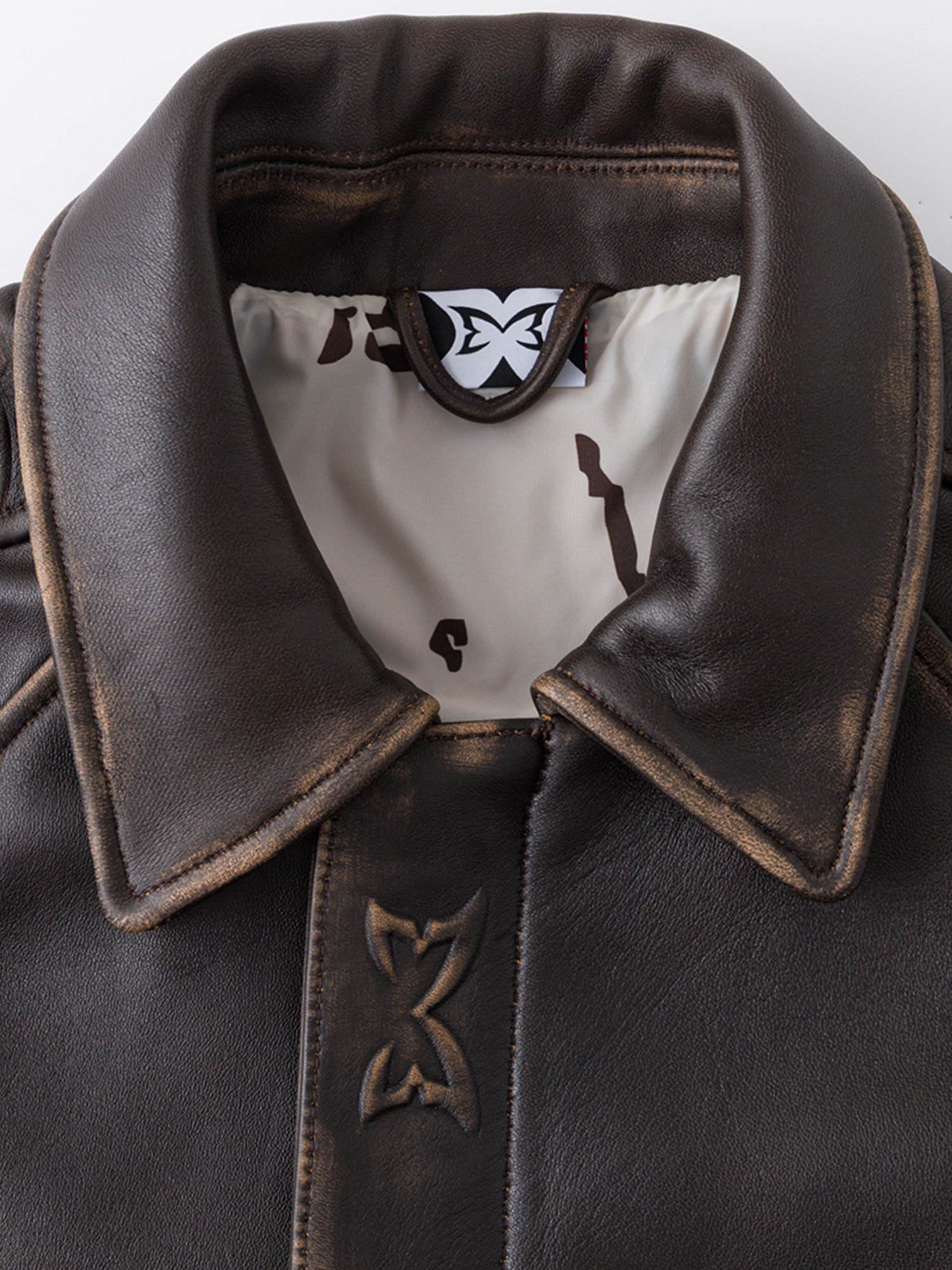 AGED LEATHER JACKET (BROWN)
