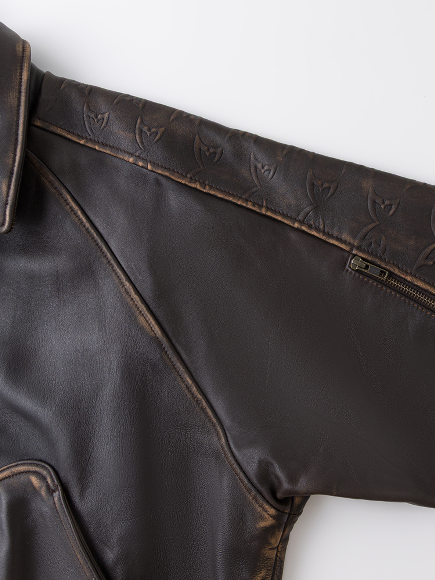 AGED LEATHER JACKET (BROWN)