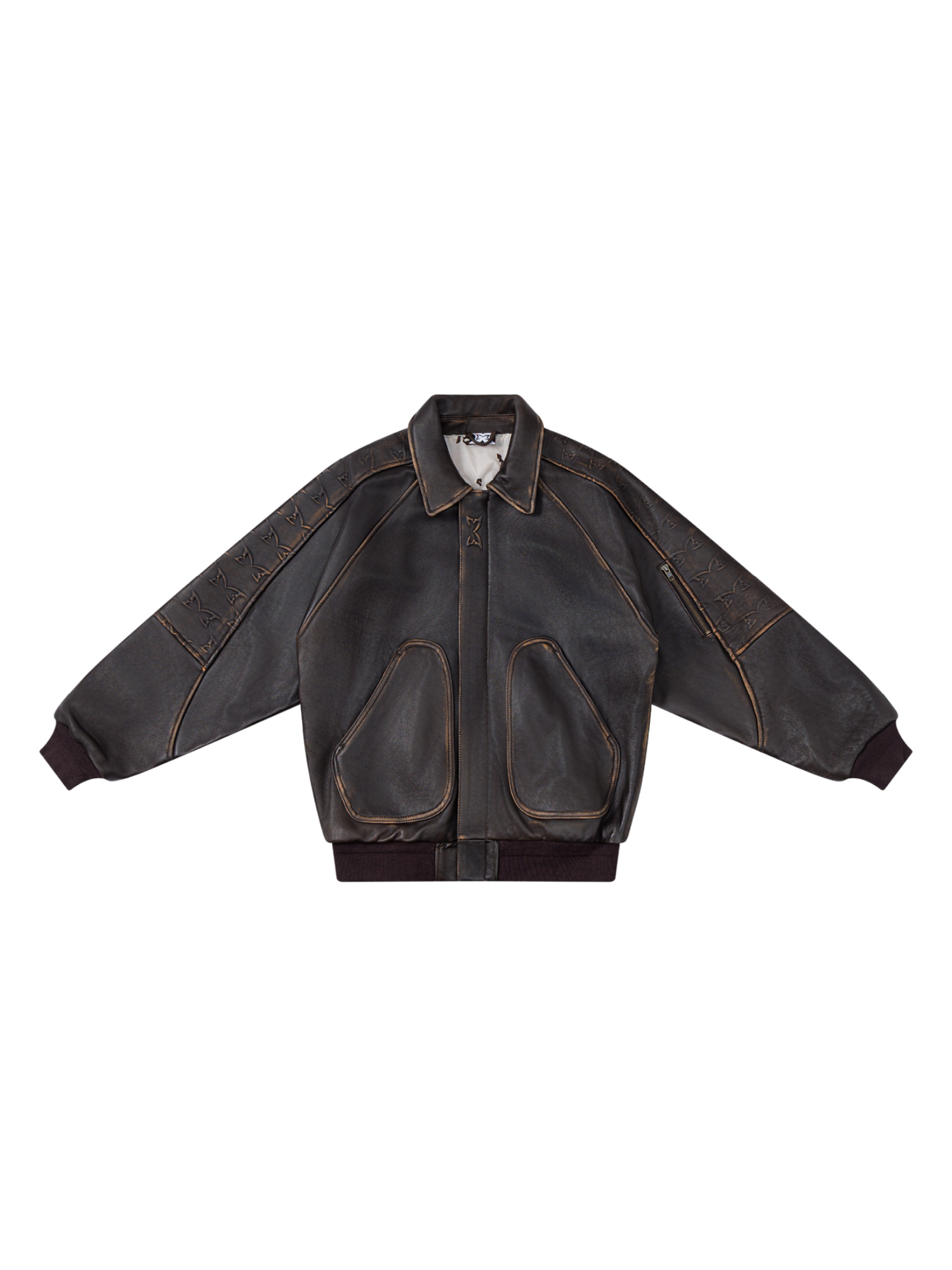 AGED LEATHER JACKET (BROWN)