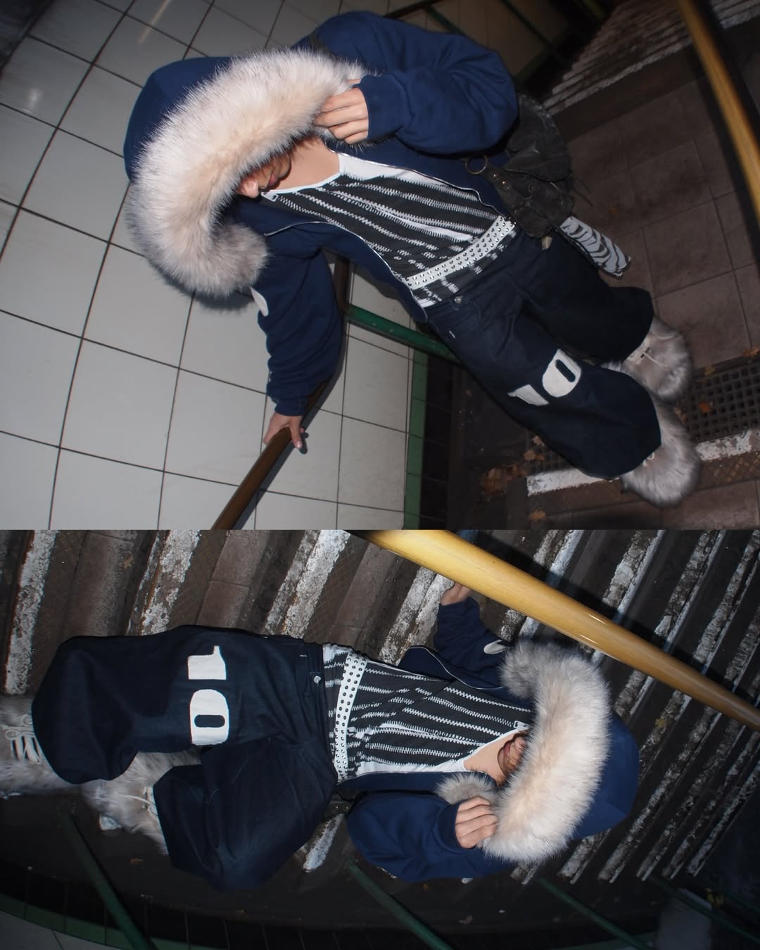 Cinched Waist Fur-Trim Hoodie