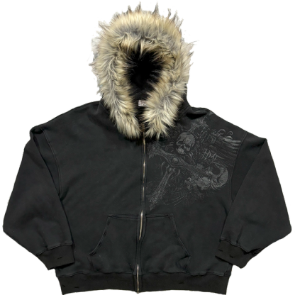 PROFOUND CROSS FUR ZIP-UP HOODIE