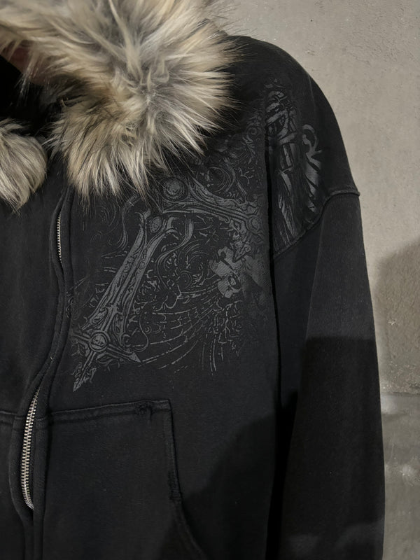 PROFOUND CROSS FUR ZIP-UP HOODIE