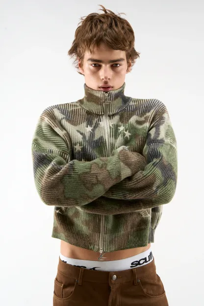 CAMO KNIT ZIPPER