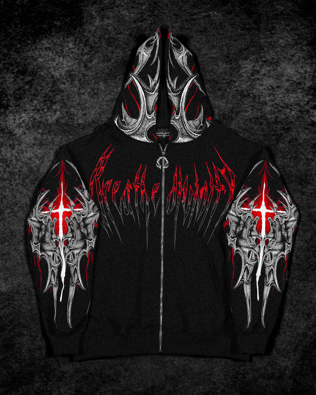 Death Blight Oversized Zip-Up Hoodie [HEAVENLY RED]