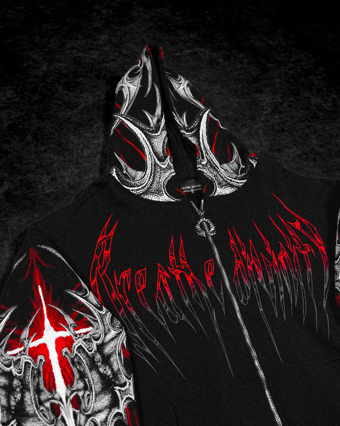 Death Blight Oversized Zip-Up Hoodie [HEAVENLY RED]