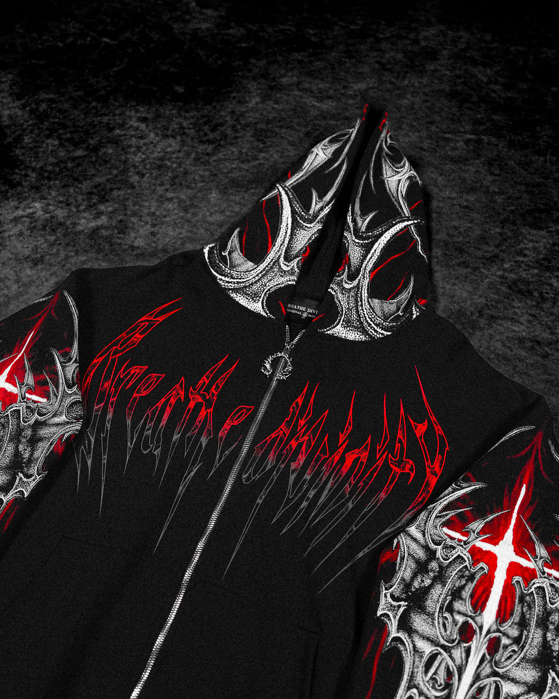 Death Blight Oversized Zip-Up Hoodie [HEAVENLY RED]