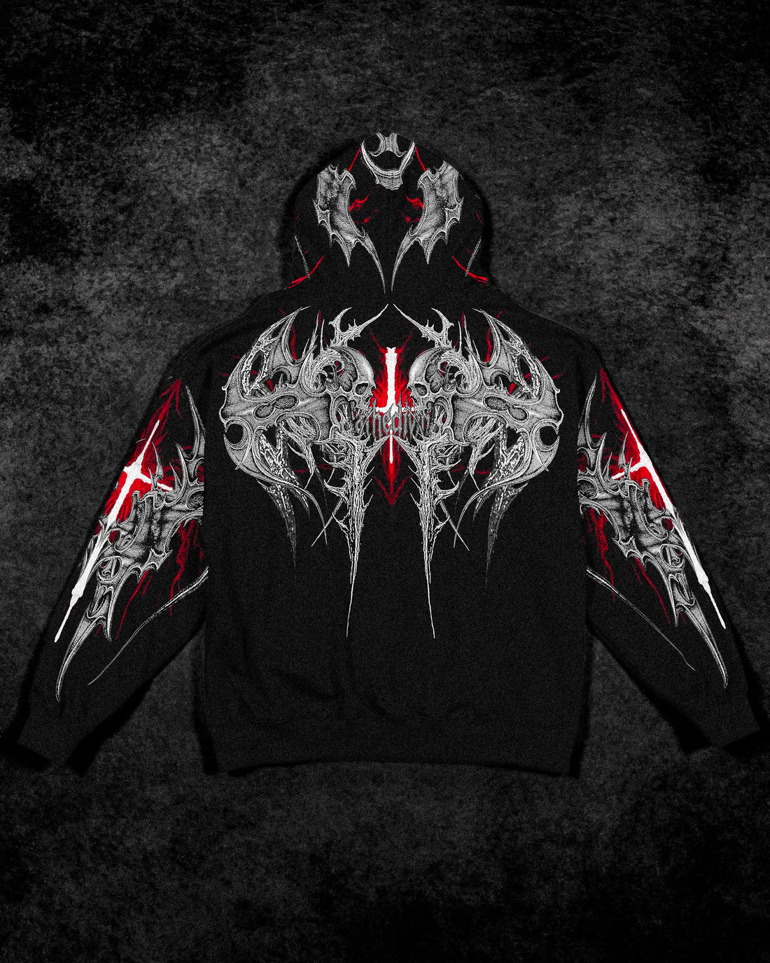 Death Blight Oversized Zip-Up Hoodie [HEAVENLY RED]