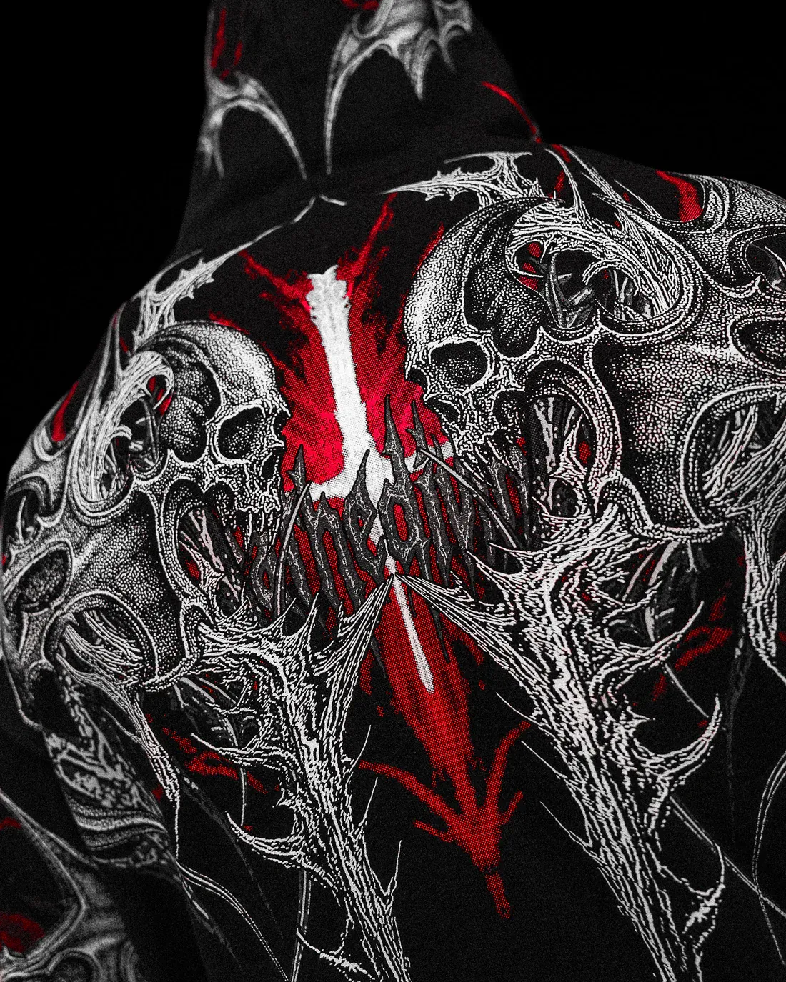 Death Blight Oversized Zip-Up Hoodie [HEAVENLY RED]