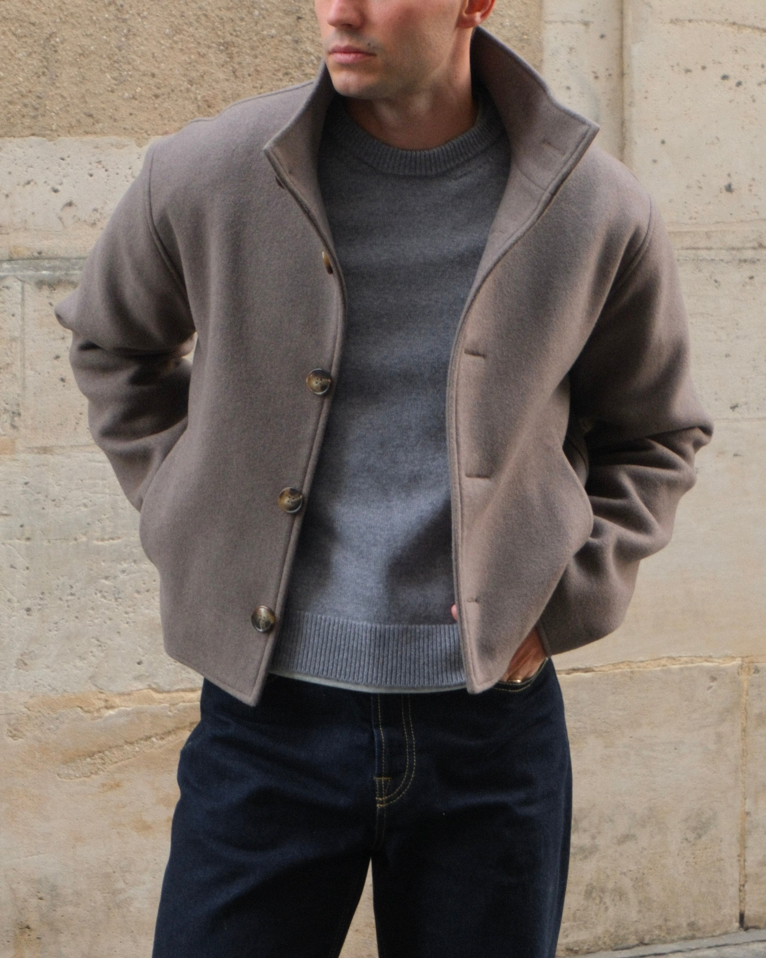 High Collar Wool Jacket