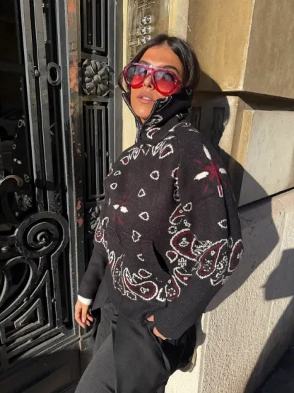 Carla Bandana Zip-Up Sweater