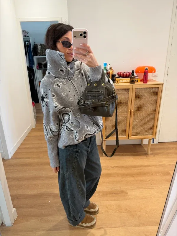 Carla Bandana Zip-Up Sweater