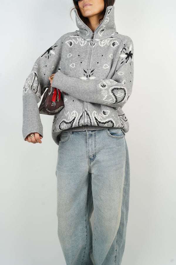 Carla Bandana Zip-Up Sweater