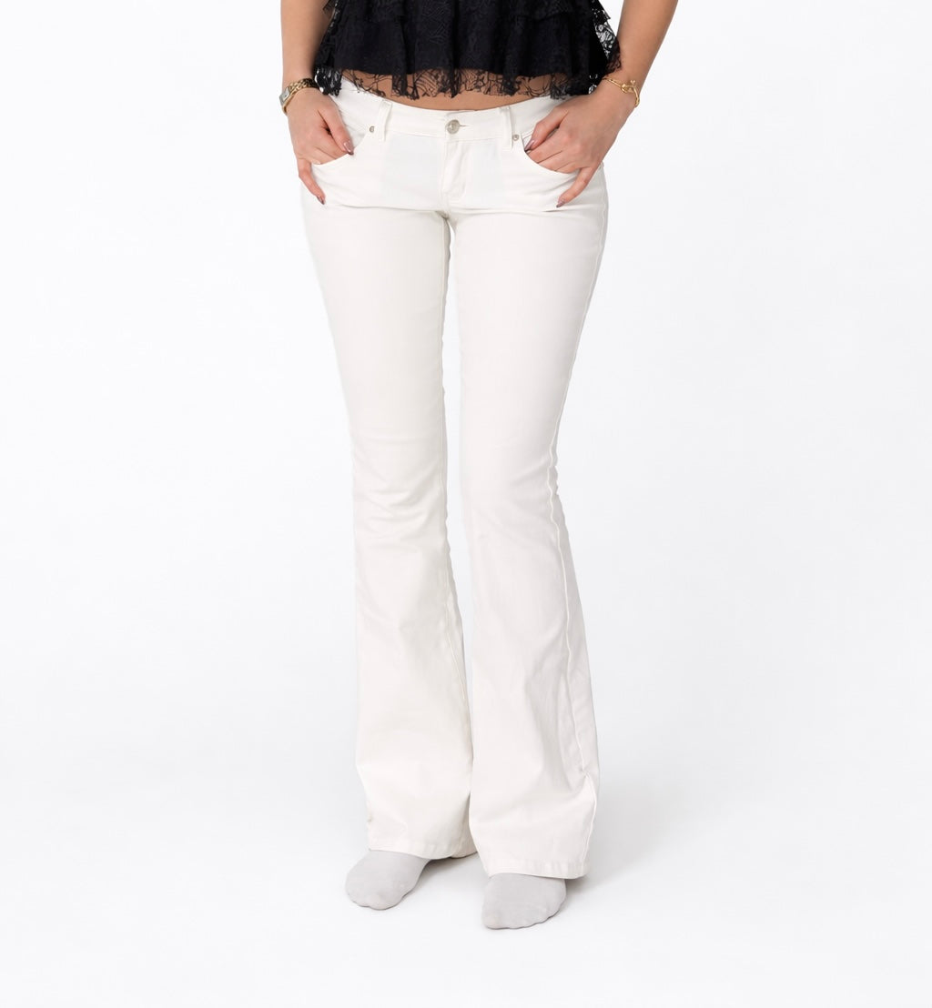 White Low-Rise Bootcut Jeans  (BUY 2 FREE SHIPPING)
