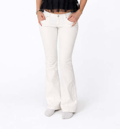 White Low-Rise Bootcut Jeans  (BUY 2 FREE SHIPPING)