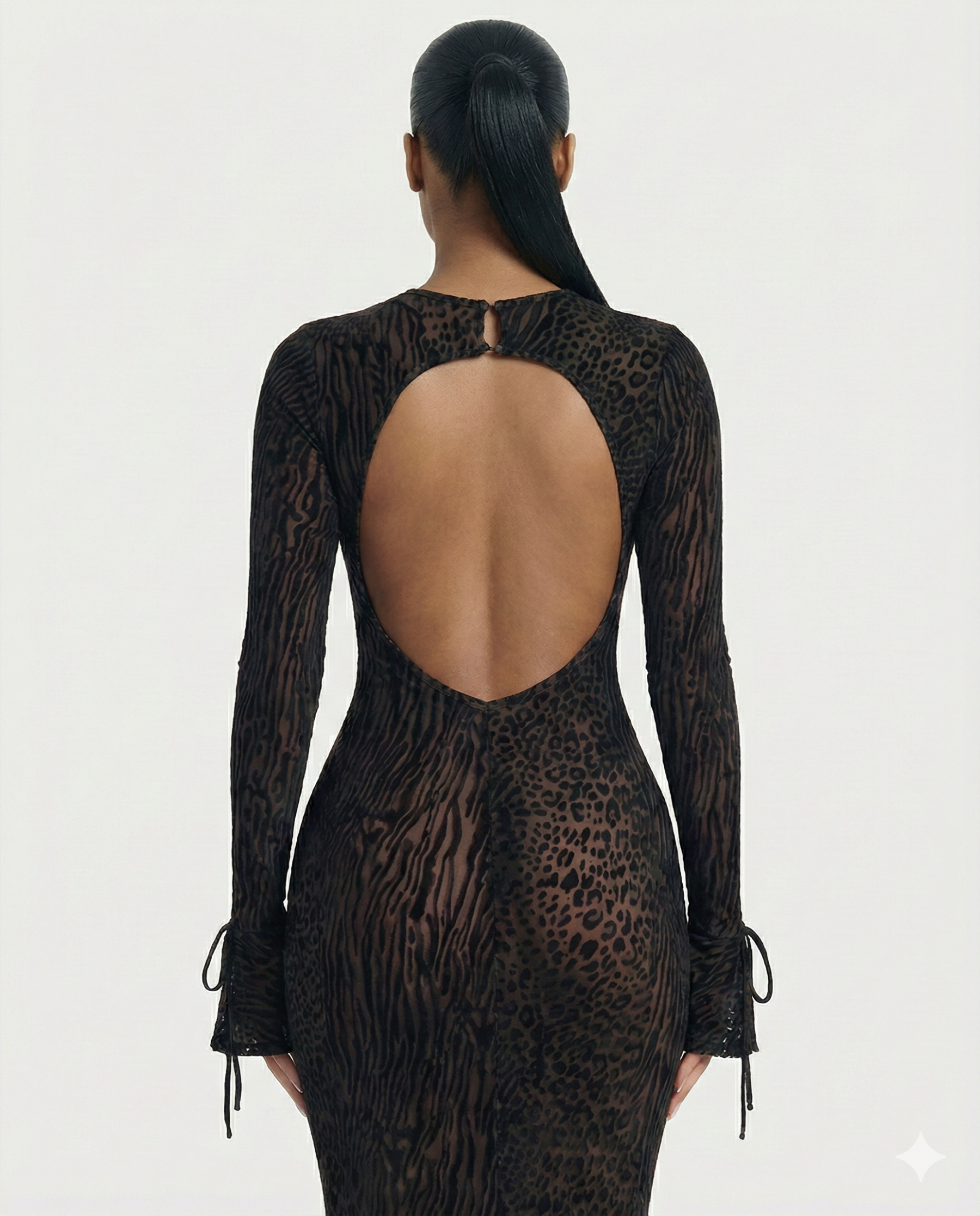 ASHLEY Mesh Open Back Maxi Dress