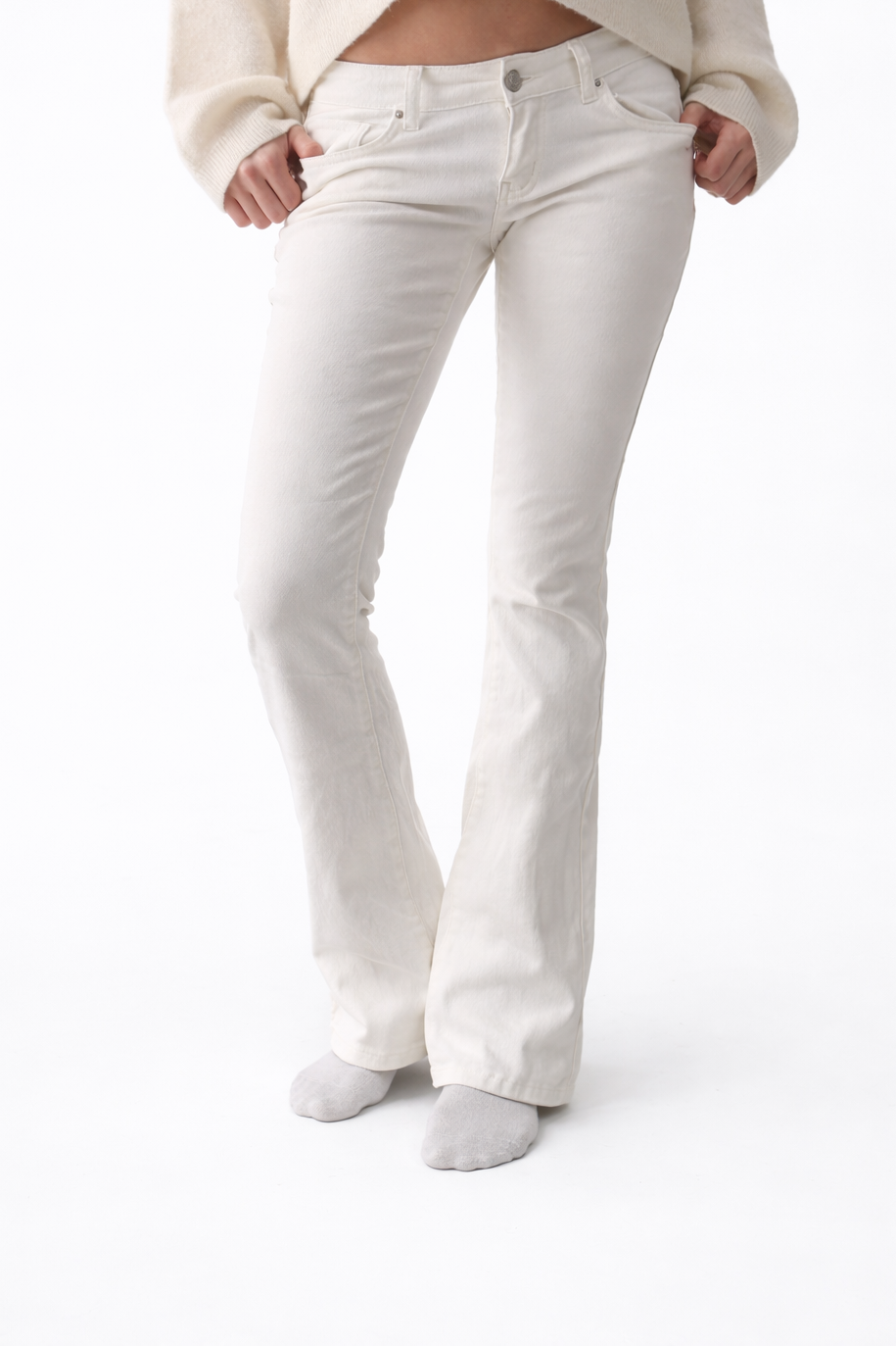 White Low-Rise Bootcut Jeans (BUY 2 FREE SHIPPING)