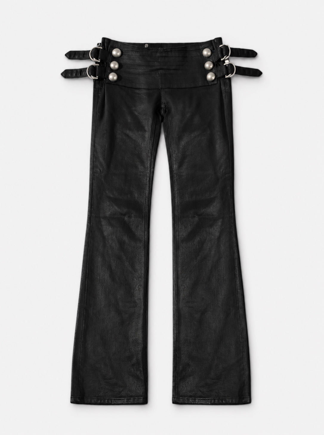 Low Rise Waxed Denim Flare Jeans