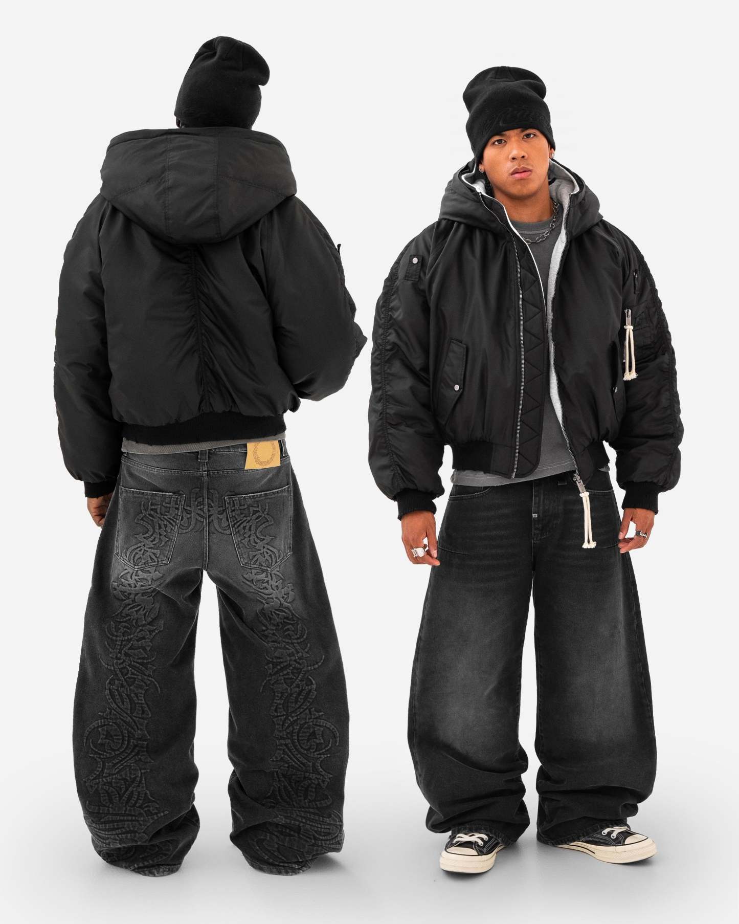 Reaven Black Fur Bomber Jacket