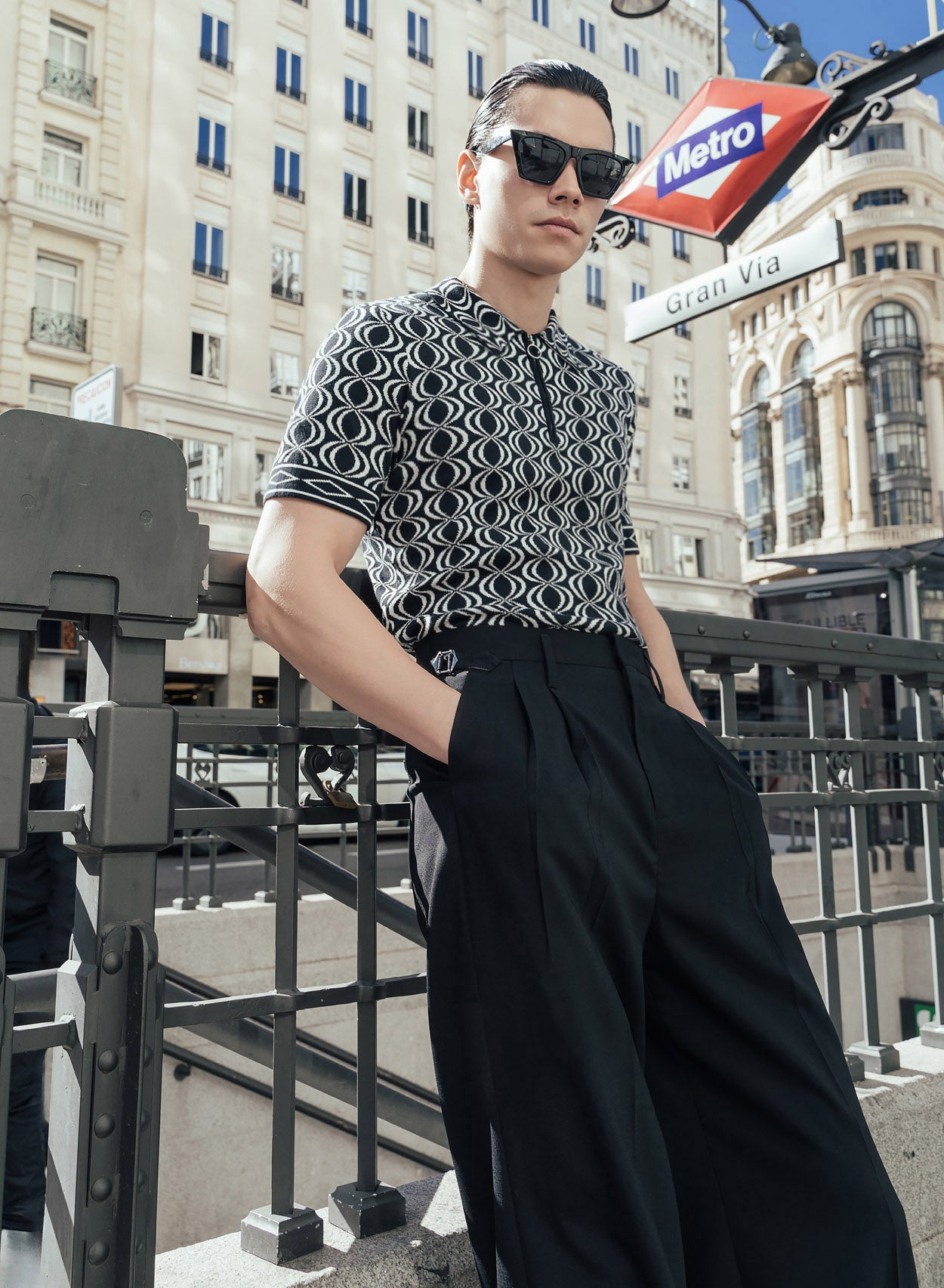 High Waisted Side Buckle Flare Trousers