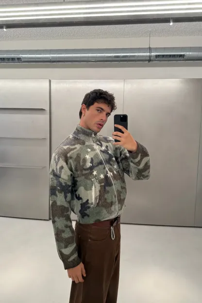 CAMO KNIT ZIPPER