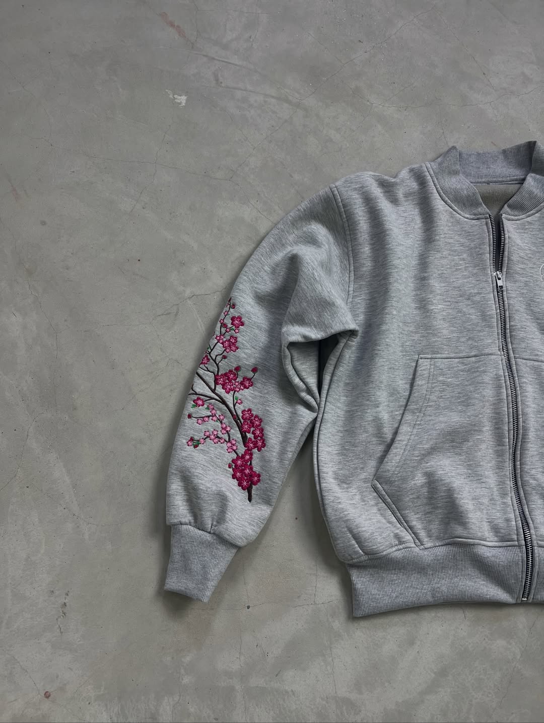 Sakura Embroidery Reversesble Full-Zip Sweatshirt