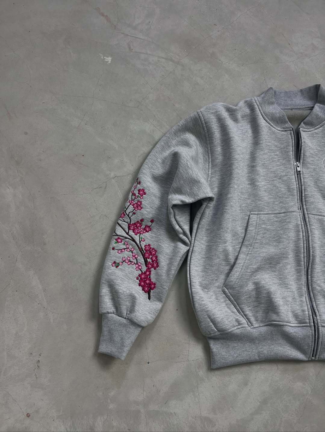 Sakura Embroidery Reversesble Full-Zip Sweatshirt